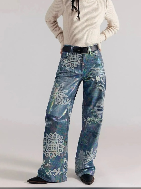 Free People Denim - We The Free Tinsley Printed High-Rise Illusions Jeans Size 30 NWOT